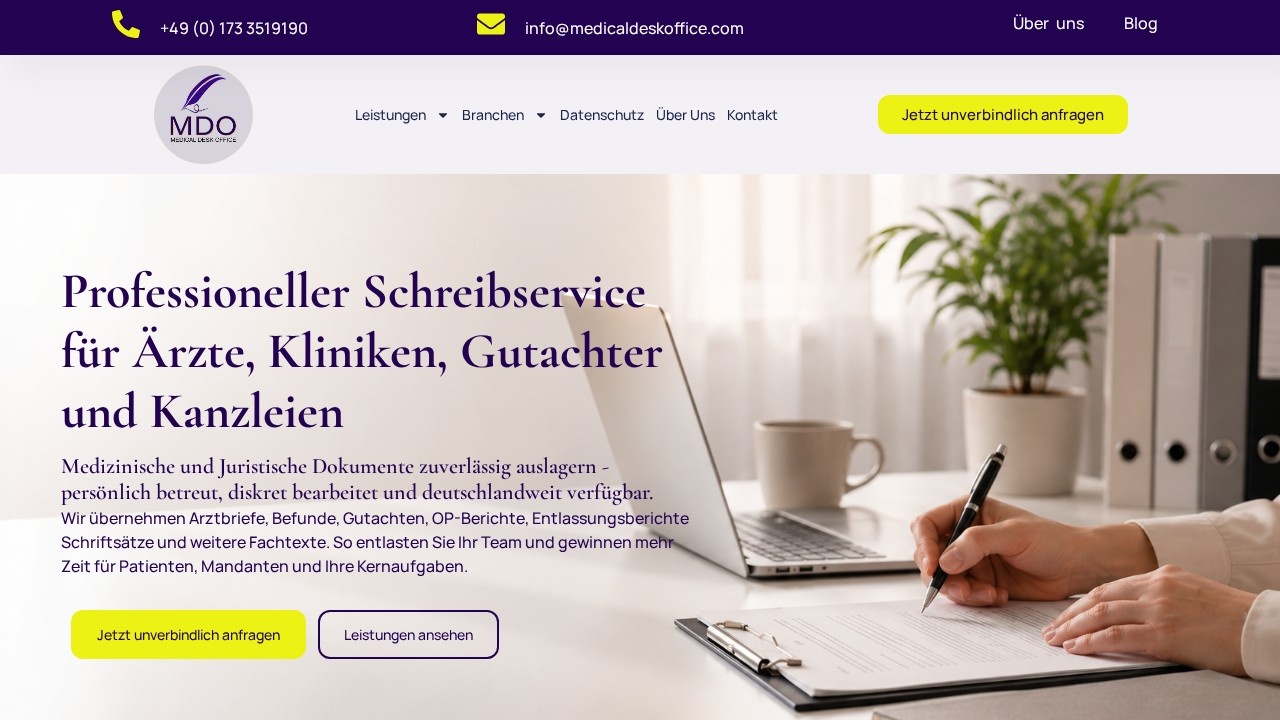 Medical Desk Office – Website-Vorschau